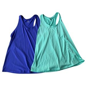 Athletic Works Womens Racerback Tank Tops 2 Pack Blue Mint Green Size M 8-10